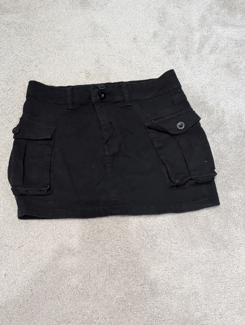 Black Cargo Pocket Mini Skirt - Women